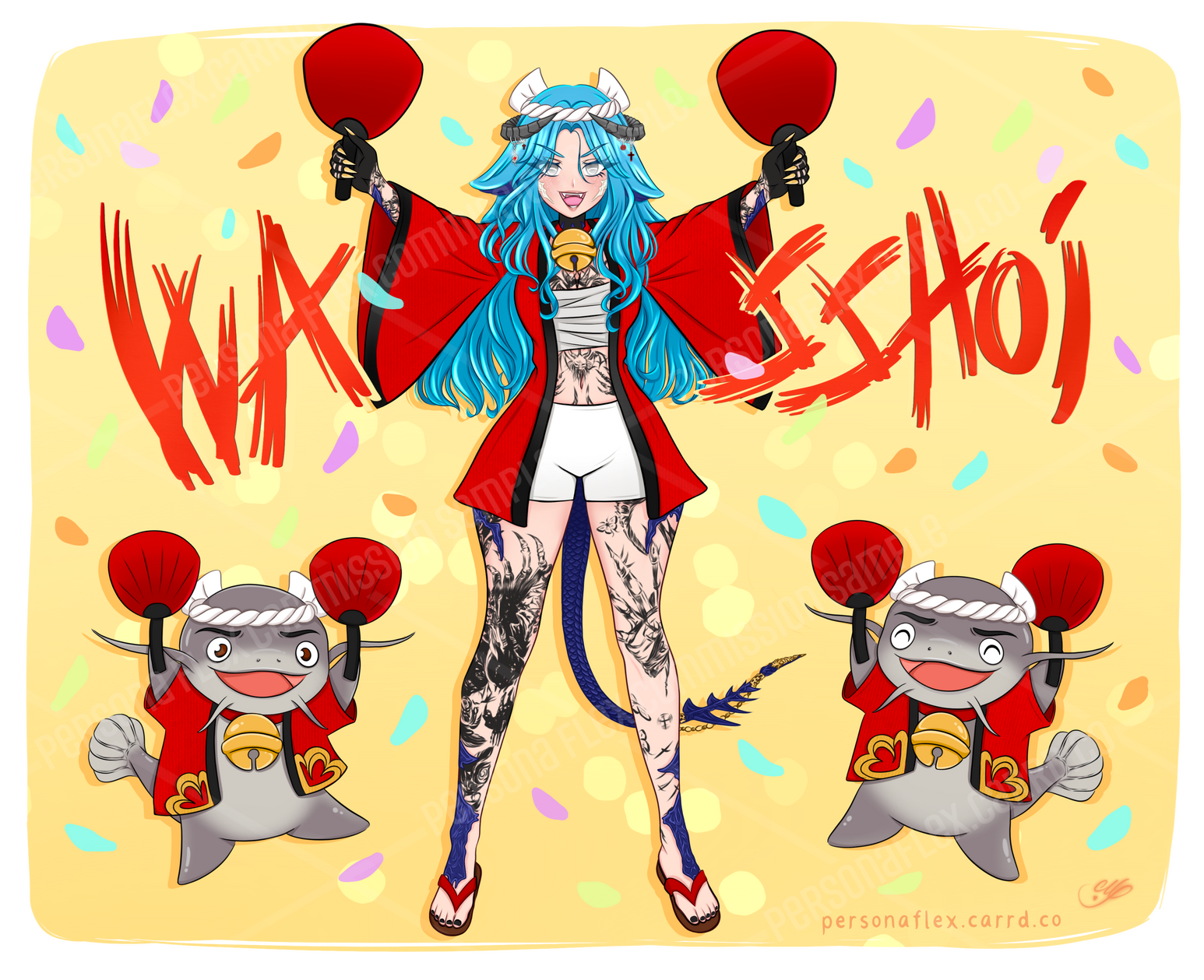 Yog (Full Body, +2 Pets, Simple Background)